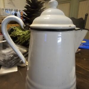 Vintage White Enamel Coffee Pot